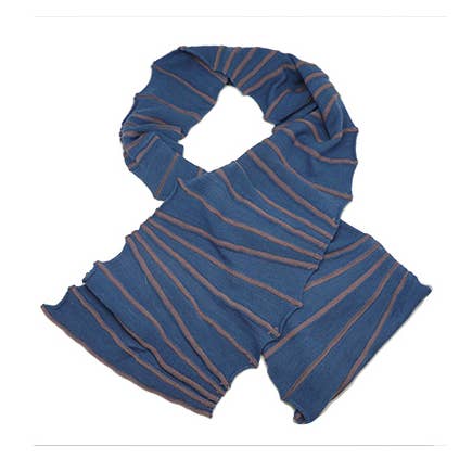 Cachecol, linha de leque de lã Merino azul/taupe SLK142/BLU/TAU por atacado de World Treasure Trading