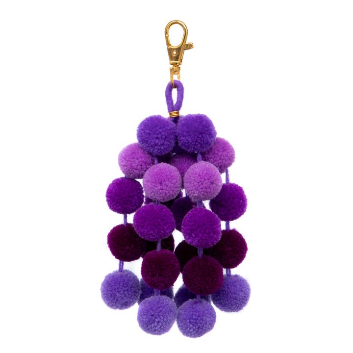 PomPom Galore - Wholesale Purse/bag accessory – Women’s - Lilac Pom Pom Mini Clip Ombre Bag Charm