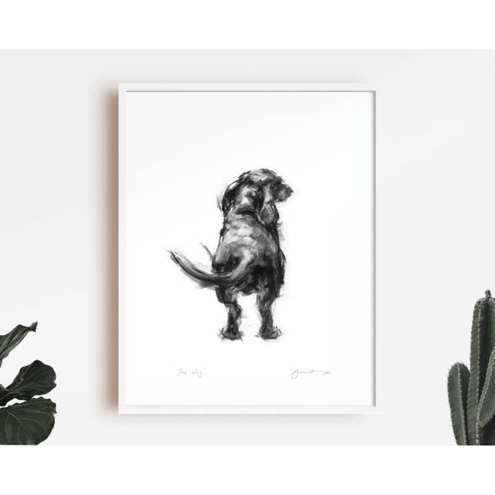 REMOVED BRAND - Wholesale Art Print - Dog Drawing Print, Dachshund Sketch "The Wag"