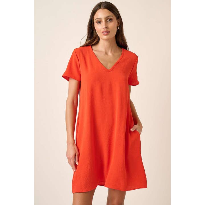 mittoshop - Wholesale Dress - Women's - AIRFLOW V-NECK SHORT SLEEVE SHIFT DRESS