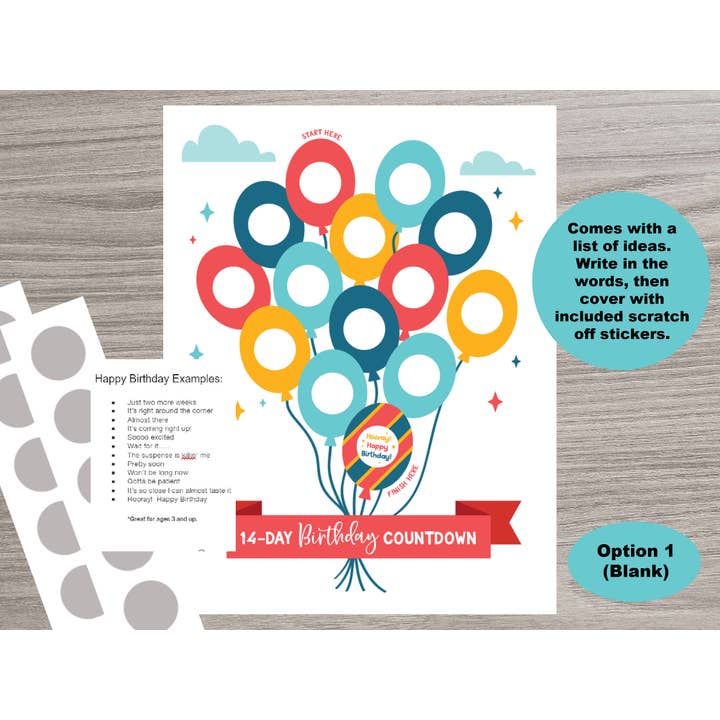 Scratch Away - Wholesale Advent Calendar - Scratch OFF 14-Day Birthday Advent Calendar