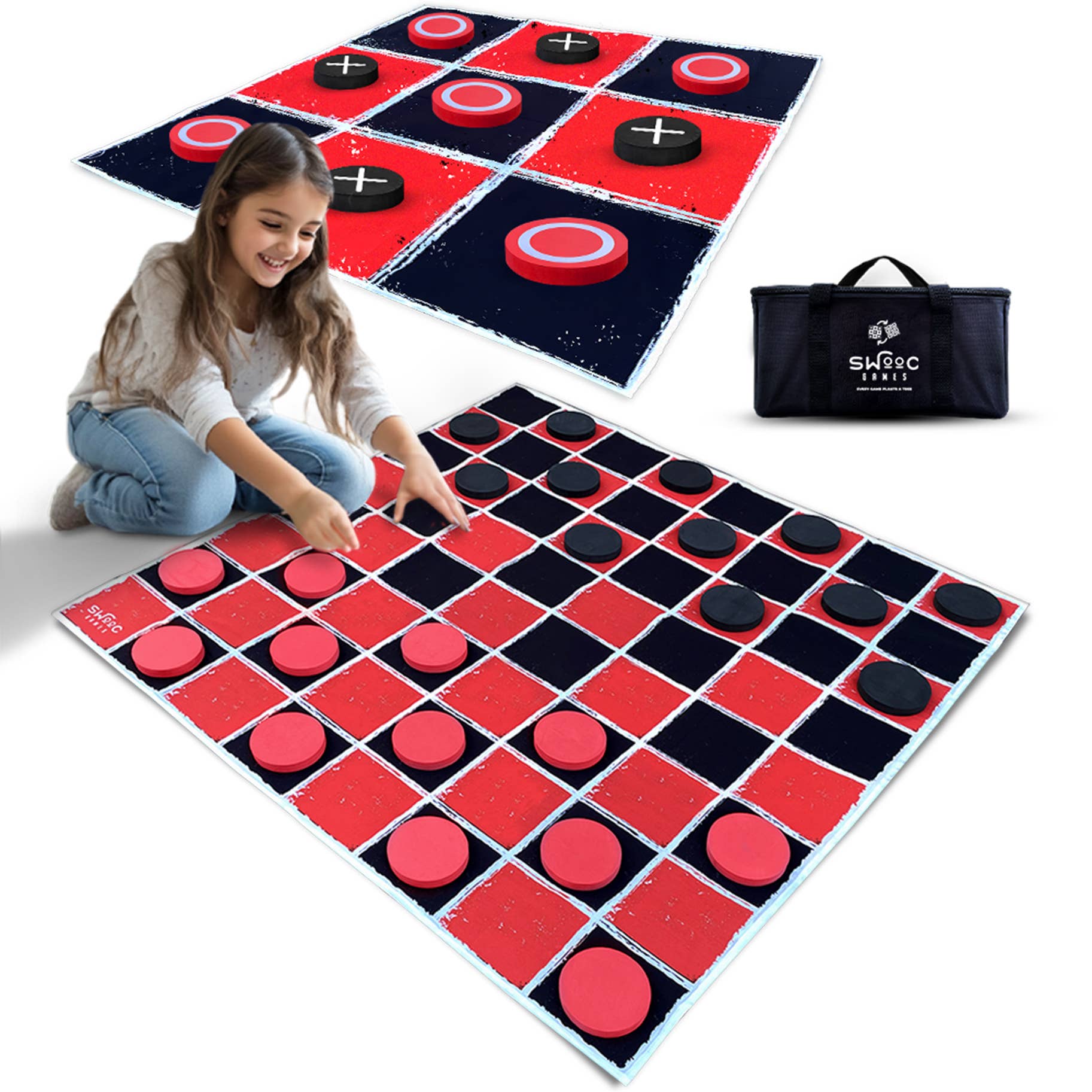 Swooc Games - Wholesale Board Game - Giant Checkers & Tic Tac Toe Game6