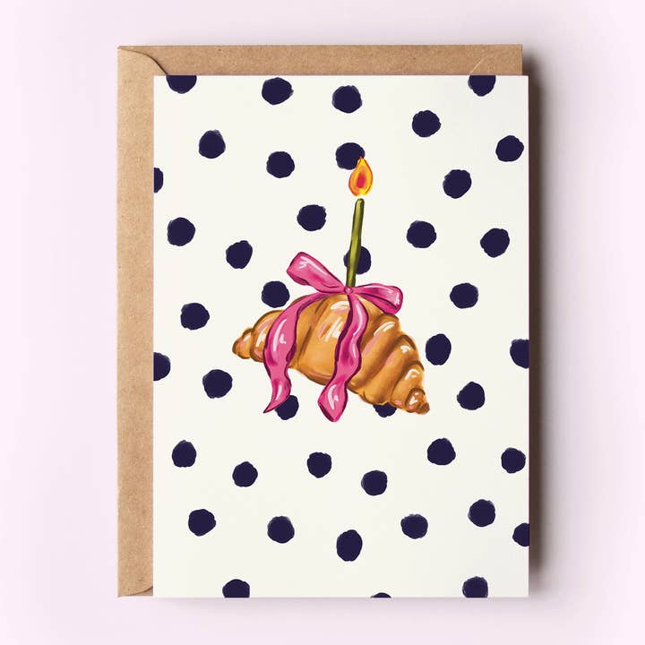 Croissant with Bow Celebration Congratulations Greeting Card for wholesale by The Shelley Society