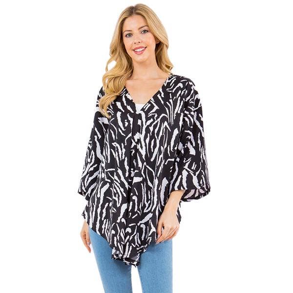 The Magic Scarf Company - Wholesale Poncho - Women's - 3779 - V-Neck Poncho with Sleeves4