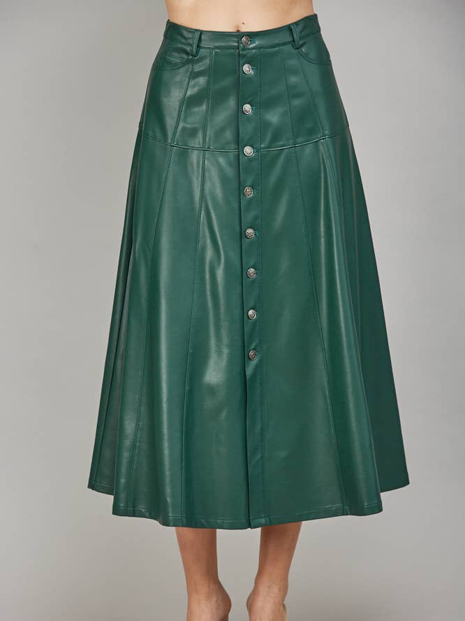SAIA MIDI EM LINHA A COM BOTÕES À FRENTE EM PELE SINTÉTICA FS55029 por atacado de FATE