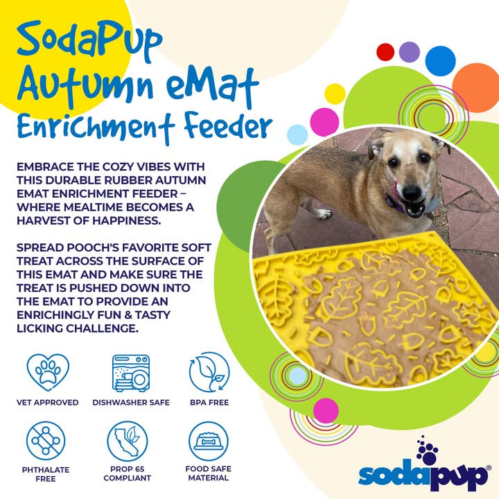 SodaPup Dog Toys – wholesale Pet food mat – Dog – Autumn Design eMat Enrichment Lick Mat1