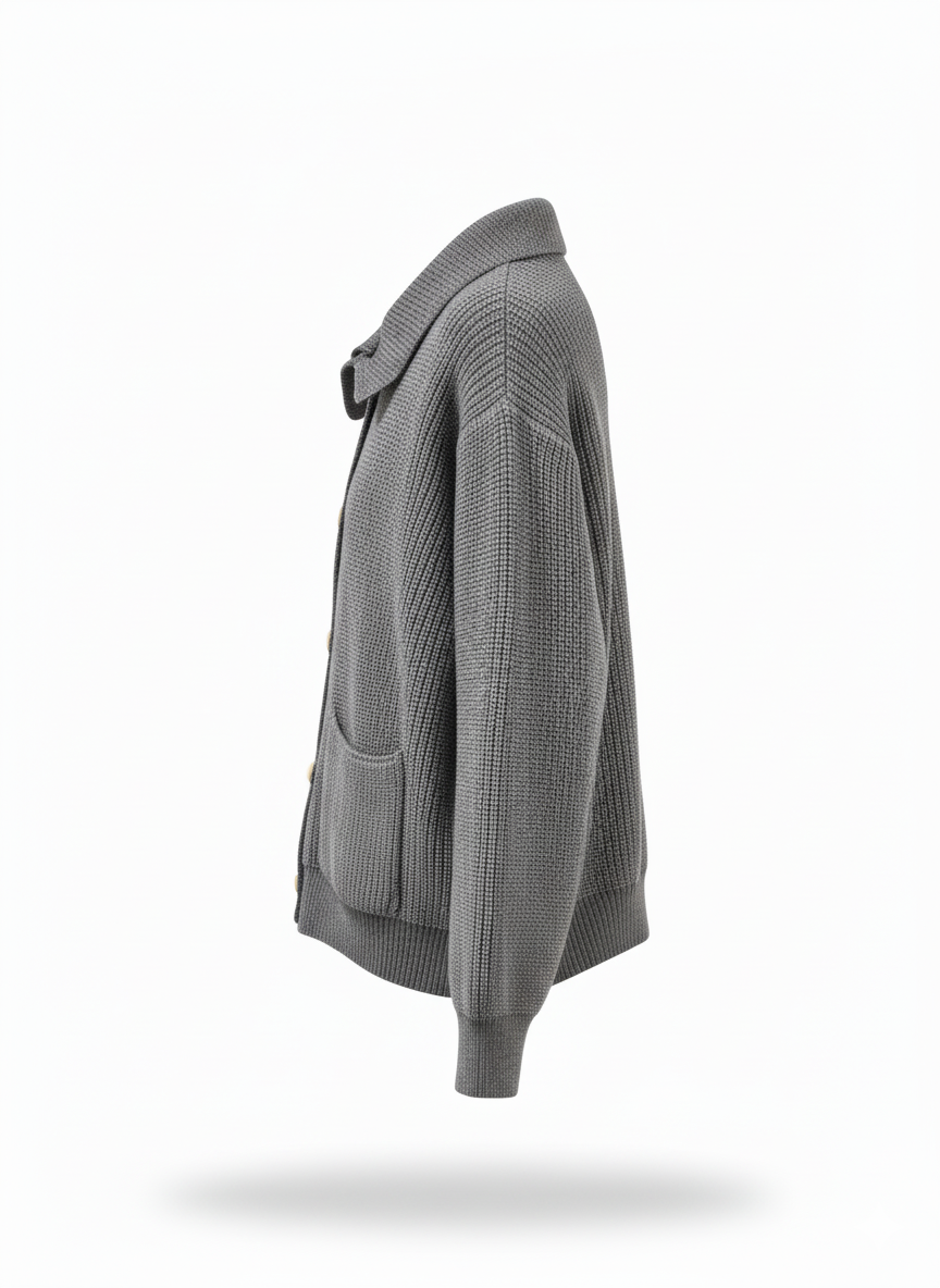 CCIC New York - Vente Cardigan – femme - Cardigan en maille à col polo, coupe ample à double boutonnage4