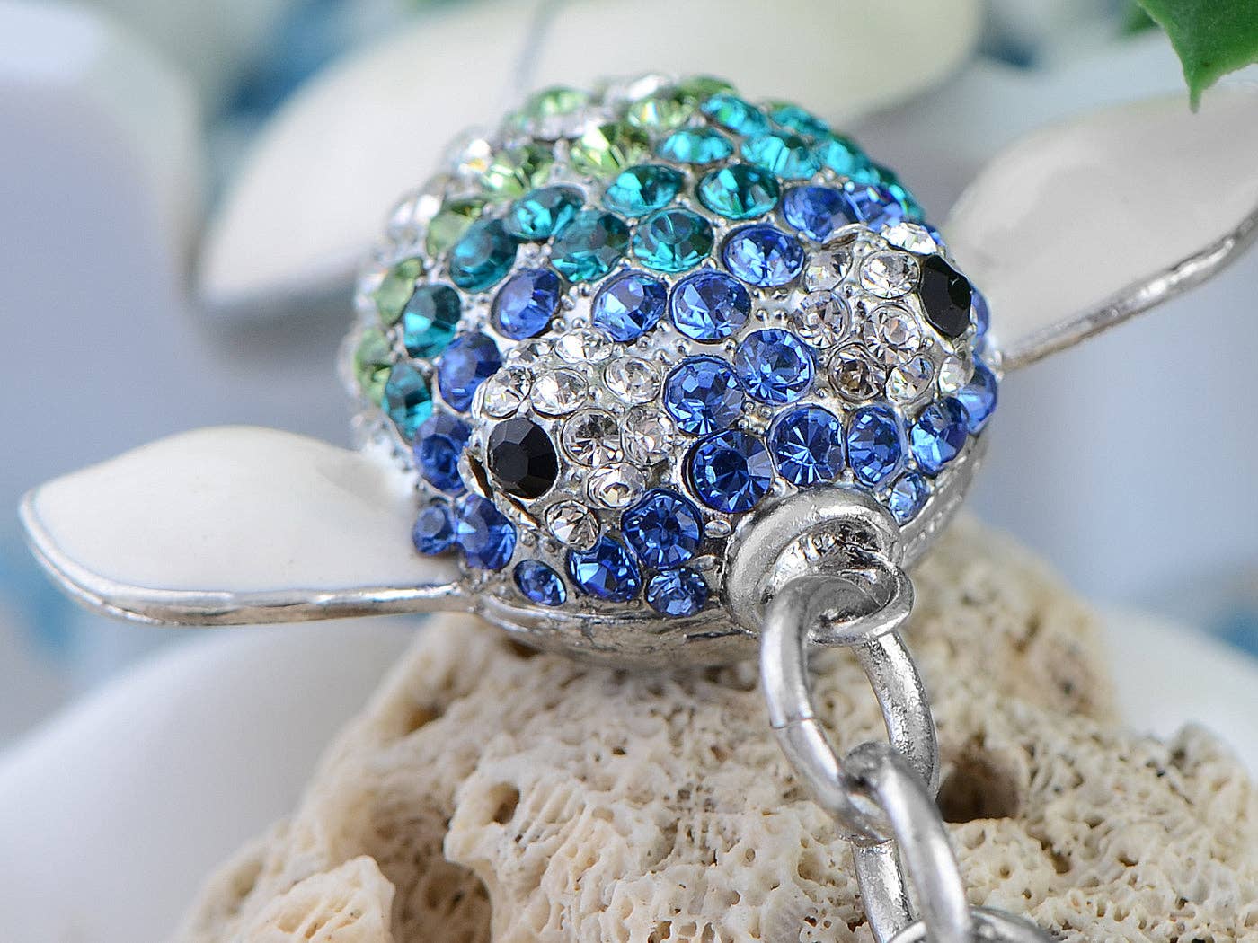 AK Brand – Porta-chaves - Mulher por atacado – Chaveiro Swarovski Crystal Fire Opal Angel Piranha Peixe15