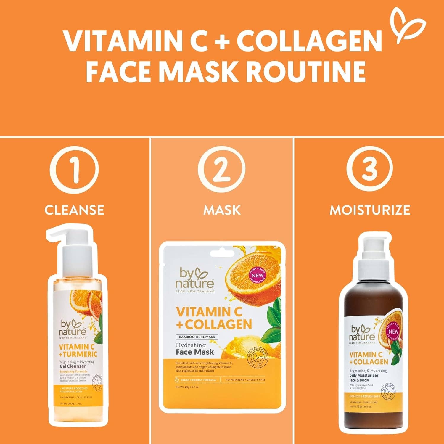 MEHIAZ - Vente Masque pour le visage - Masques pour le visage à la vitamine C + collagène By Nature, pack de 47