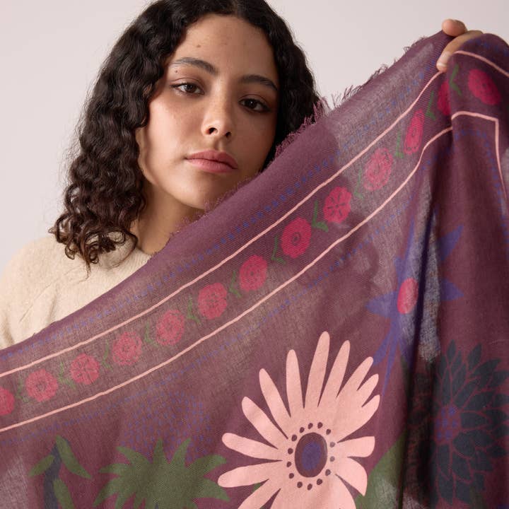 Maradji - Wholesale Scarf - Women's - WINTER BLOOM FIG WOOL SCARF1