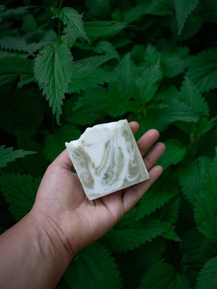 Herbary Bathing Bar - Shiso, Nettle, Rosemary, and Mint for wholesale by Rowan + Sage