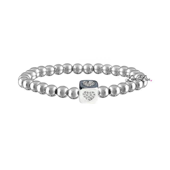 Love, Lisa - Wholesale Beaded Bracelet - Maggie Block Initial Stretch Bracelet