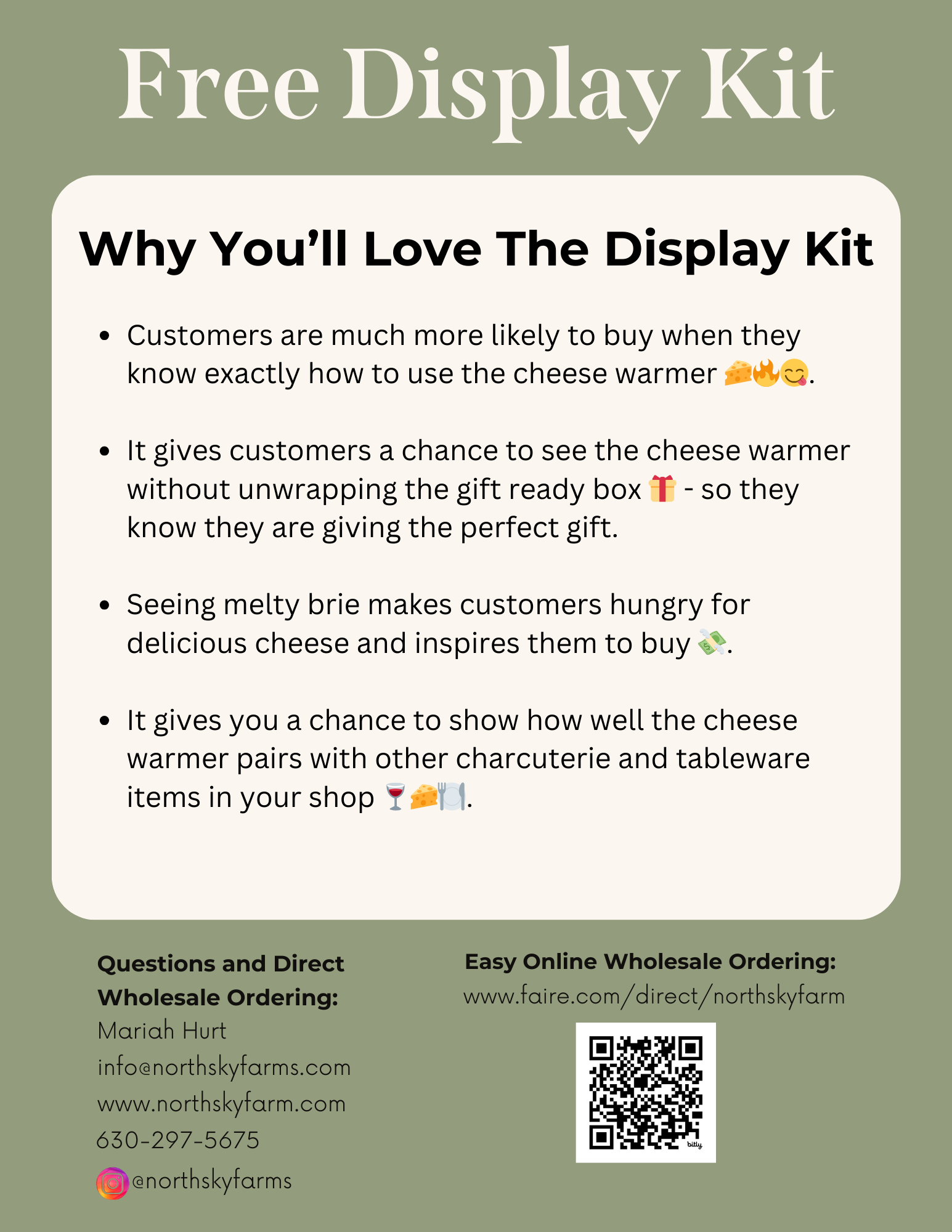 North Sky Farm - Wholesale Cheese Board - Cheese Warmer - With FREE Display Kit12