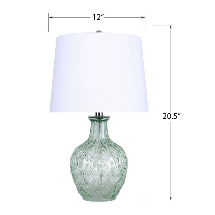 LumiSource and Grandview Gallery - Wholesale Accent/Desk Lamp - 20.5" Glass Table Lamp w/ Patterned Base & Linen Shade (2PK)11