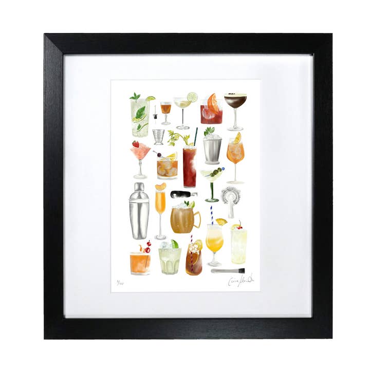 Cocktail Time - Impression encadrée - Décoration murale classique pour cocktails pour la vente par Corinne Alexander