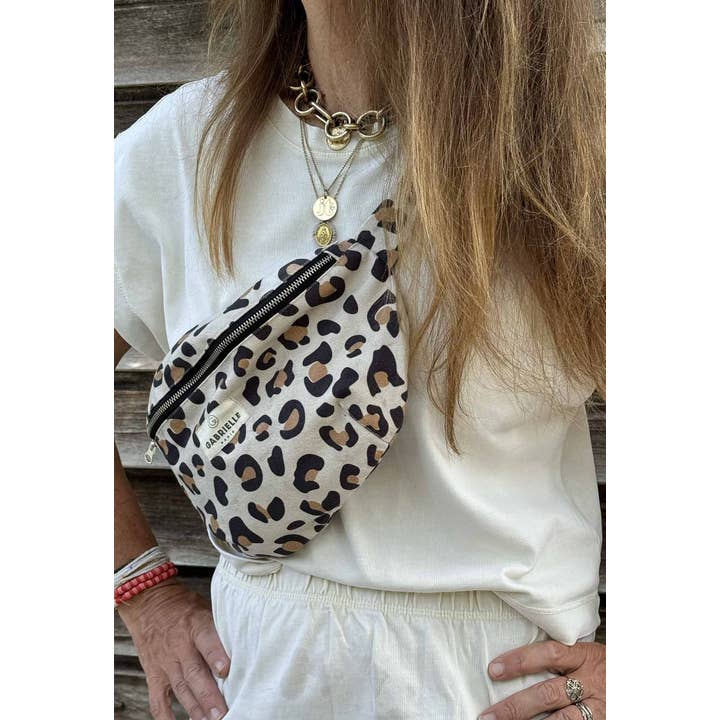 Gabrielle Paris - Wholesale Belt Bag - Women's - Leopard cotton fanny pack