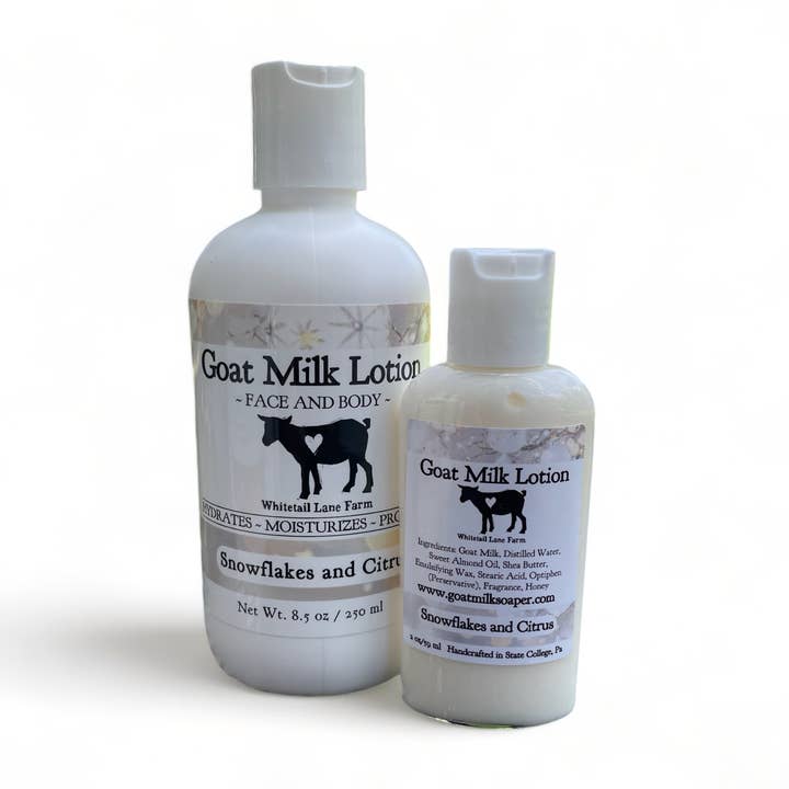 Lotion au lait de chèvre - Collection Fêtes de flocons de neige et agrumes pour la vente par Whitetail Lane Farm Goat Milk Soap