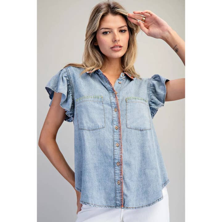 Snow Washed Blouse for wholesale by STYLE USA