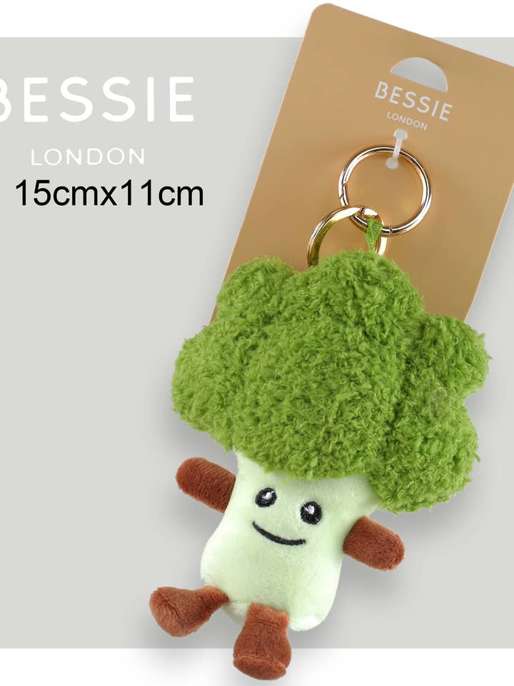 PLUSH BROCCOLI BAG CHARM for wholesale by Bessie London