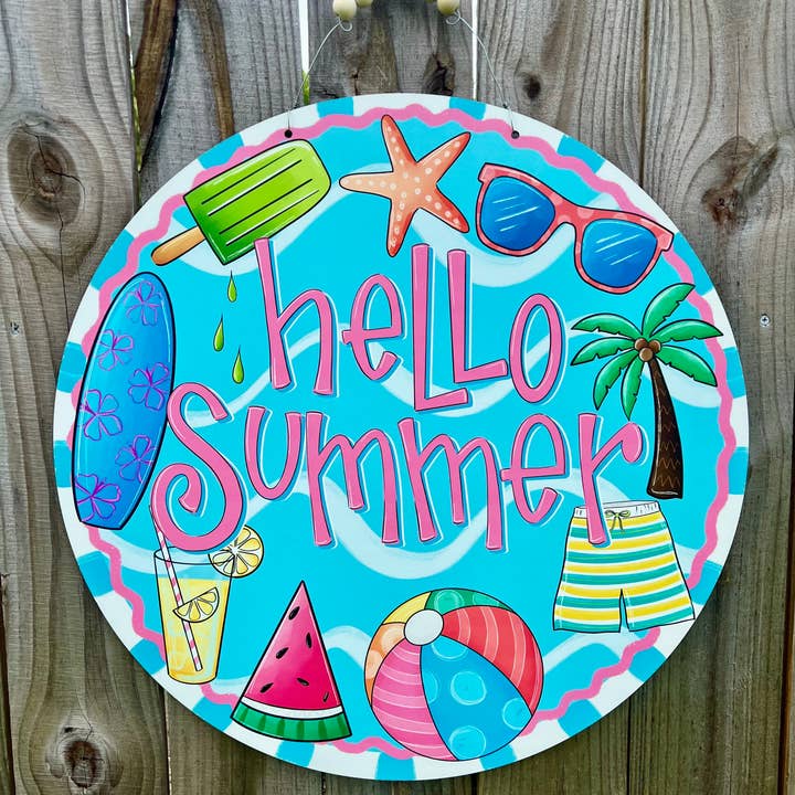 Bonjour Panneau de Porte d'Été pour la vente par LuLu’s Paintbrush