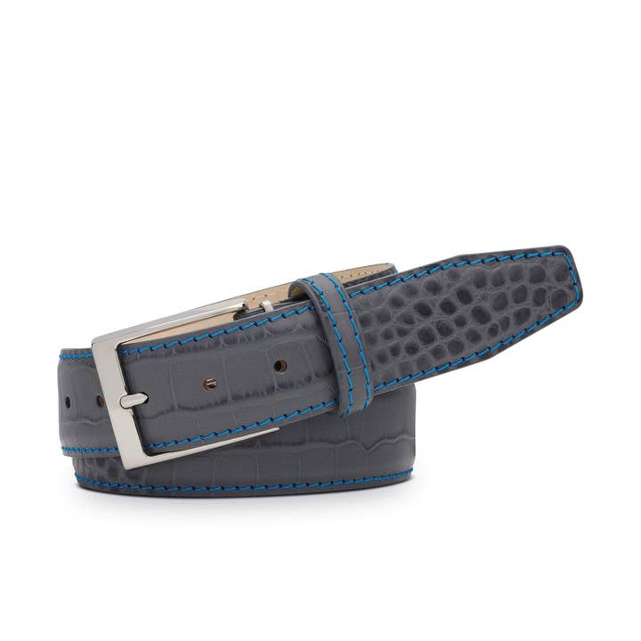 Cinturón gris de piel de cocodrilo simulado para venta al por mayor de Roger Ximenez