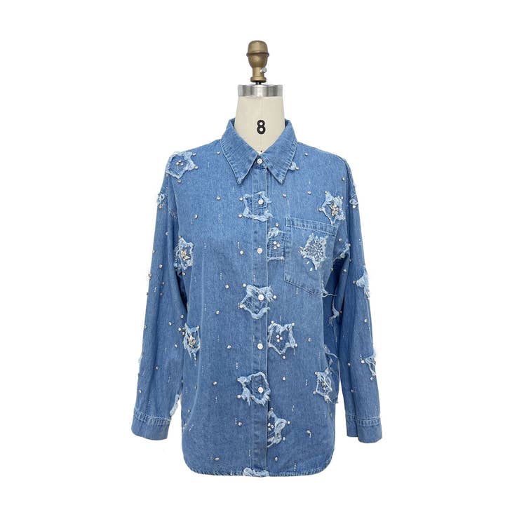 XHHH Inc - Wholesale Shirt - Women's - Rhinestones Denim Shirts