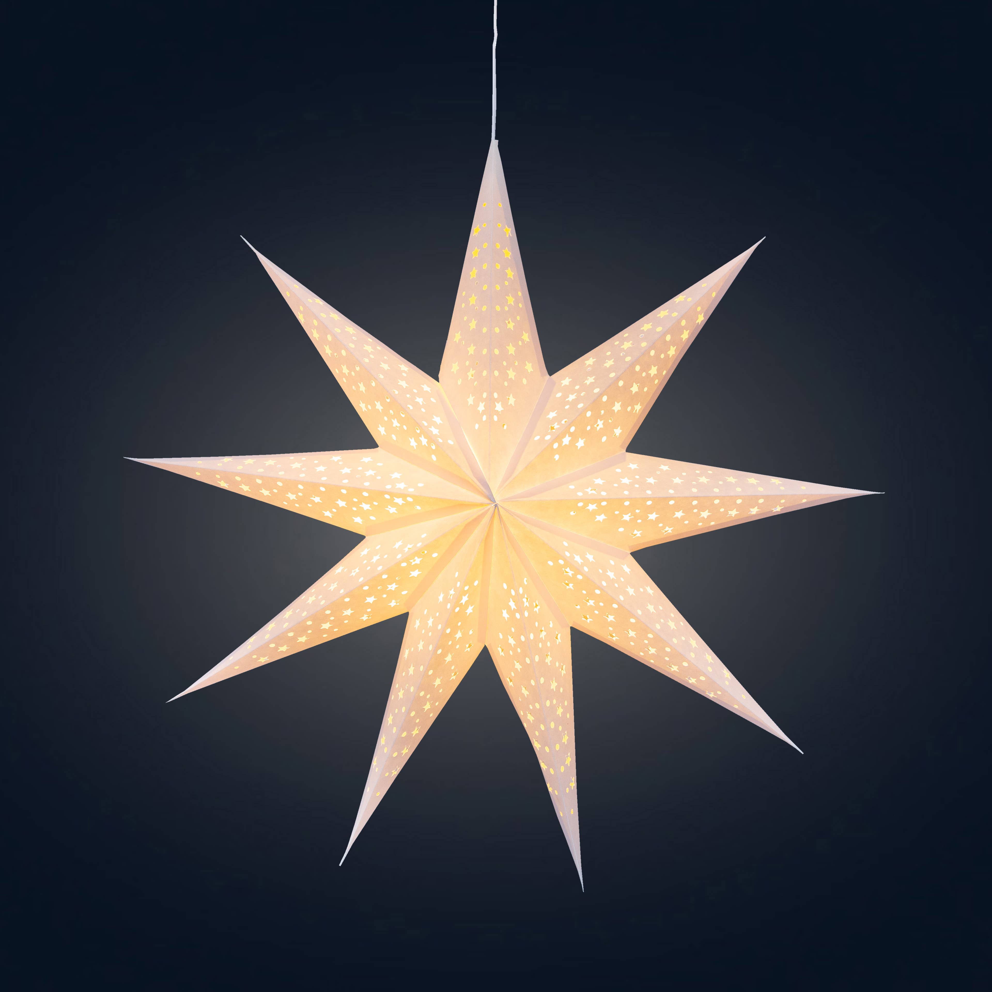 Artschatz LLC - Wholesale Paper Lantern/Lamp - Twinkle Star ~ 9 P, 25",  Cream Paper Star Lantern Light0