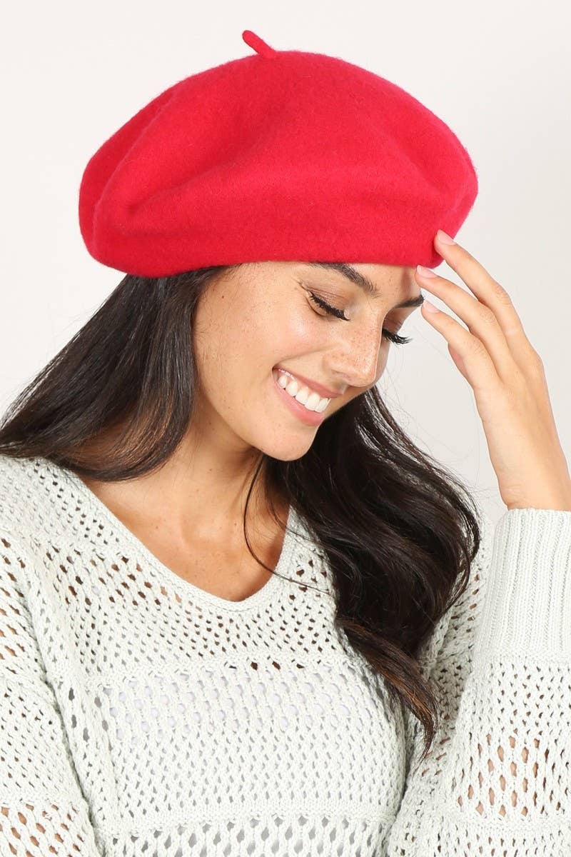 Fashion City – Engroshandel Baret - Dame – Kvinders almindelig farve uld blanding baret hatte7