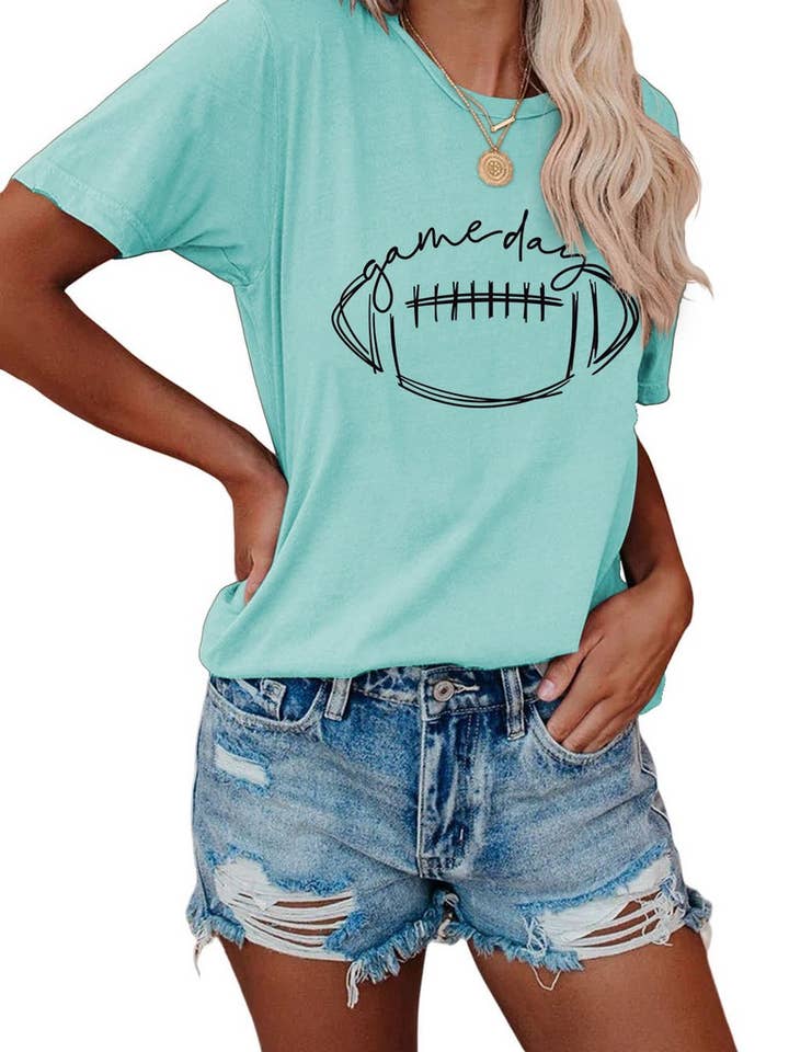 Lily Clothing - Wholesale Screen Printed T-Shirt - Women's - CWTTS0587_WOMEN GAME DAY PRINTING SHORT SLEEVE T SHIRT TOP21