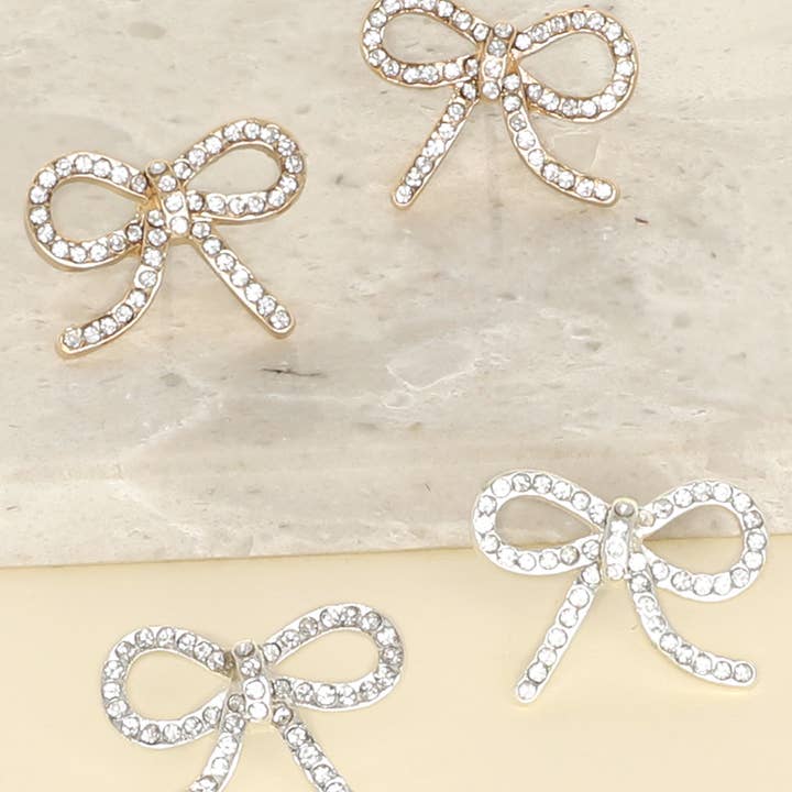 SP Sophia Collection - Wholesale Stud/Post Earrings - Fashion Cut-Out Bow Knot Post Earrings