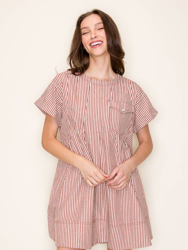 Star Drop - Wholesale Dress - Women's - STRIPE SWING SHORT DRESS- SDD6375