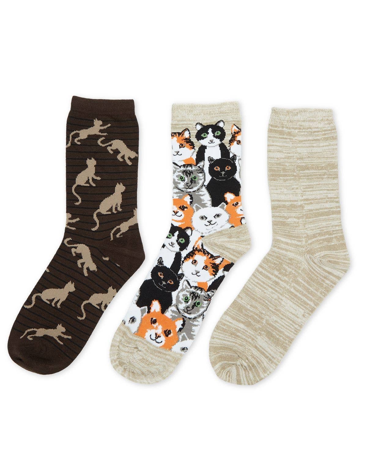 Infinity Classics International Inc. - Wholesale Socks - Women's - MeMoi Cats Montage Bamboo Crew 3 Pair Pack4