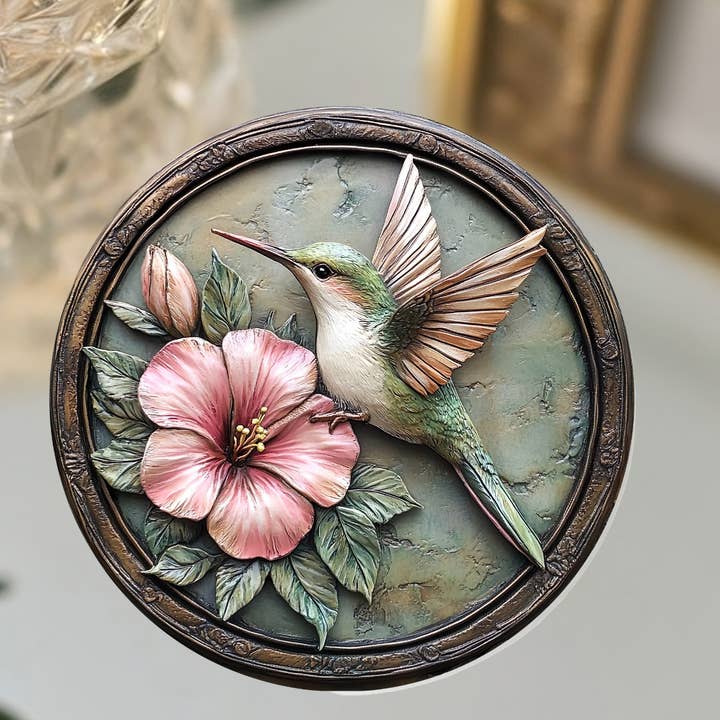 Hummingbird Flat Surface Coaster, Printed Image on Ceramic for wholesale by Fernville Creations