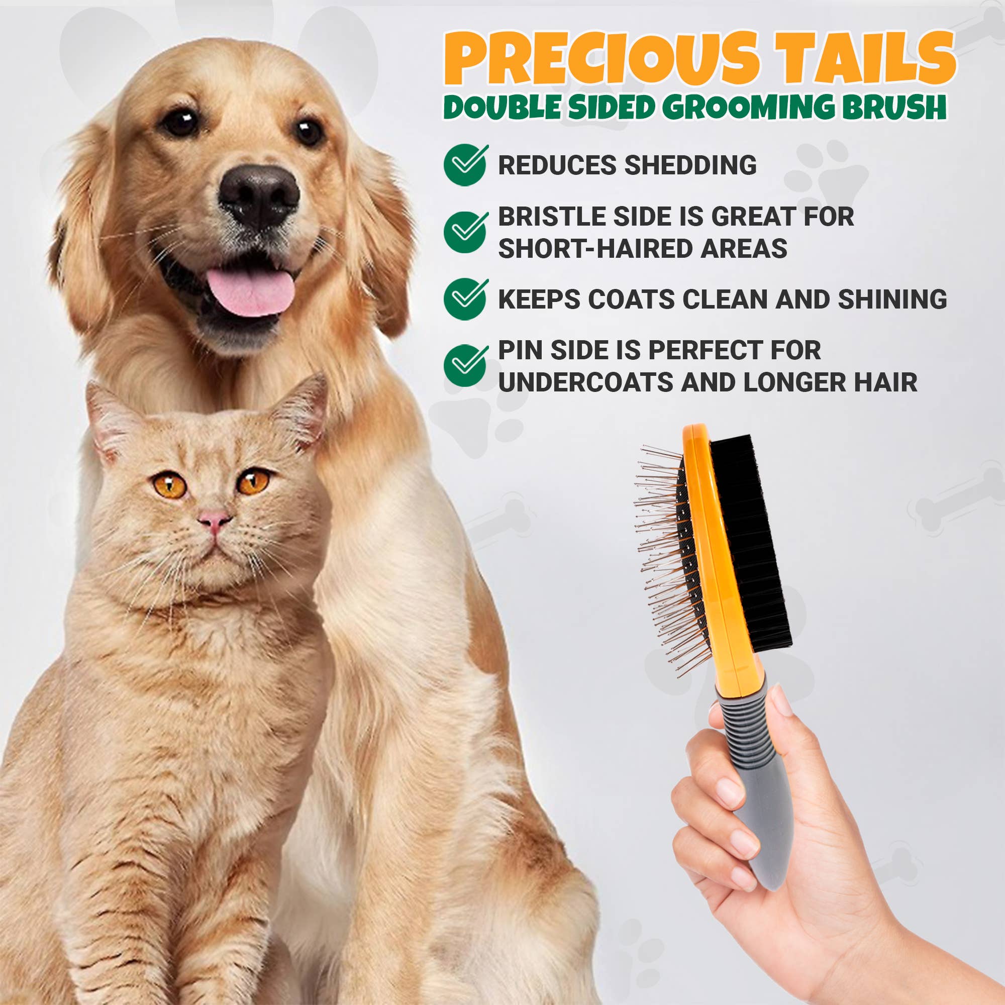 Precious Tails - Wholesale Pet Brush - Cat/Dog - Precious Tails Double-Sided Pet Grooming Brush8