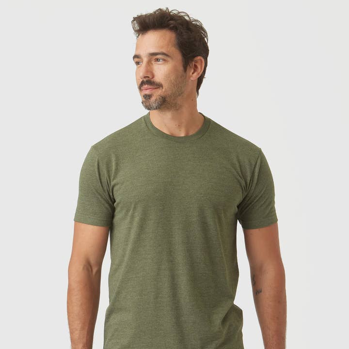 Olive Green Heather Classic Crew Neck for wholesale by True Classic