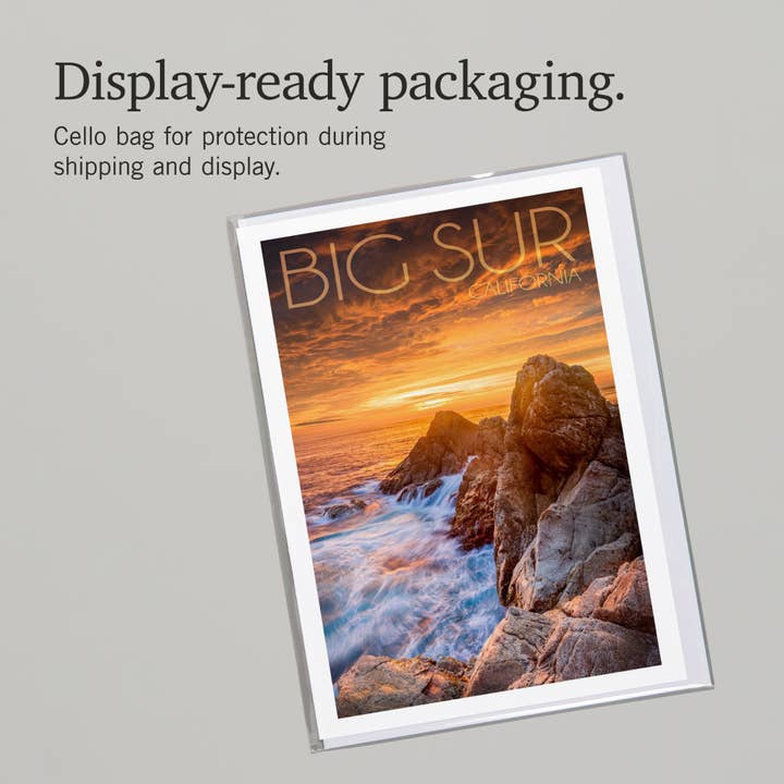 Lantern Press - Wholesale Everyday greeting card - GREETING CARD Big Sur, California, Rocks & Sunset6