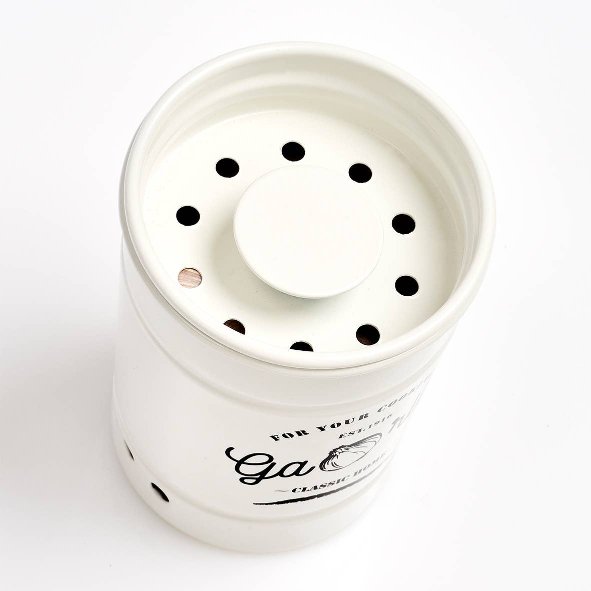 Storage jar "Garlic", metal, white for wholesale on Faire2