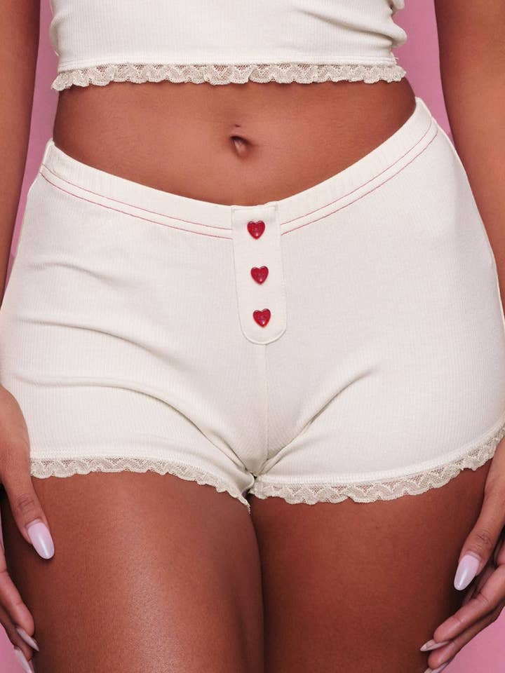 Santas Lieblings-PJ-Shorts in Creme für den Großhandel von Voight