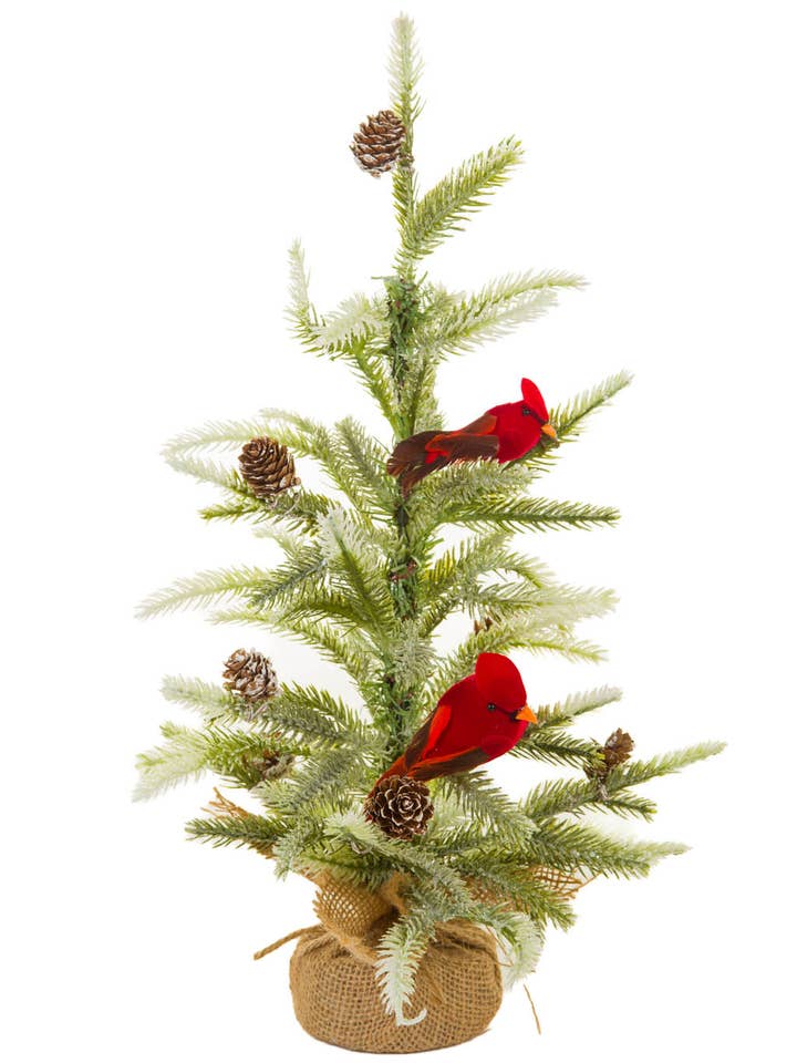 Green/White Christmas Tree with Cardinals for wholesale by Starlight Collection