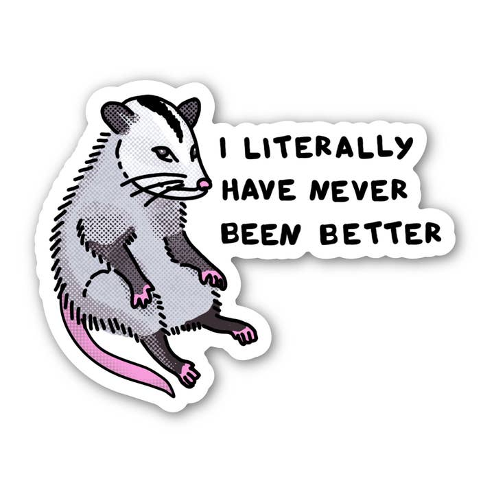 I Literally Have Never Been Better Possum Sticker for wholesale by Big Moods