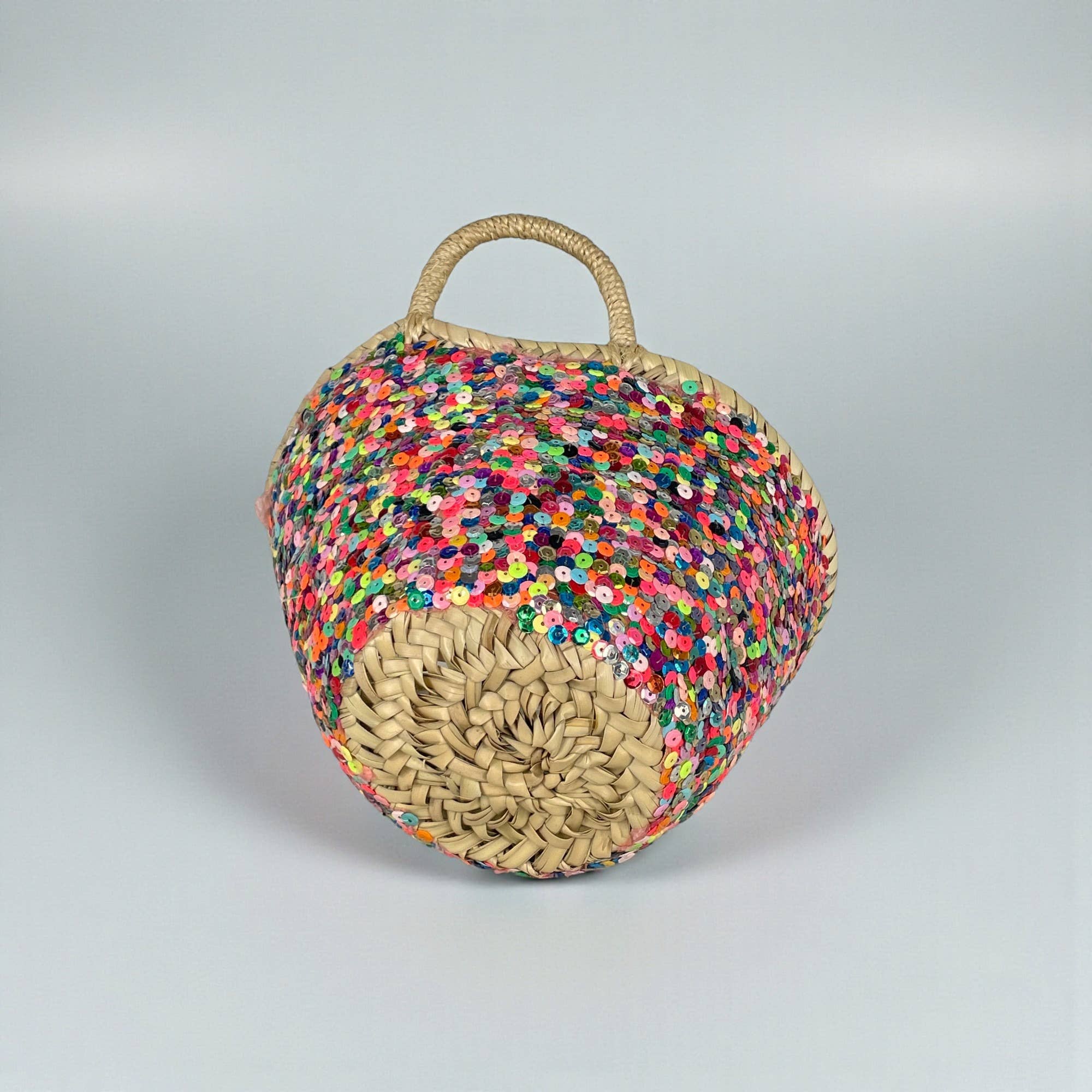 Melecraft - Wholesale Beach Bag - Sparkling Mini Sequin Straw Basket - Boho Gift Tote Bag6