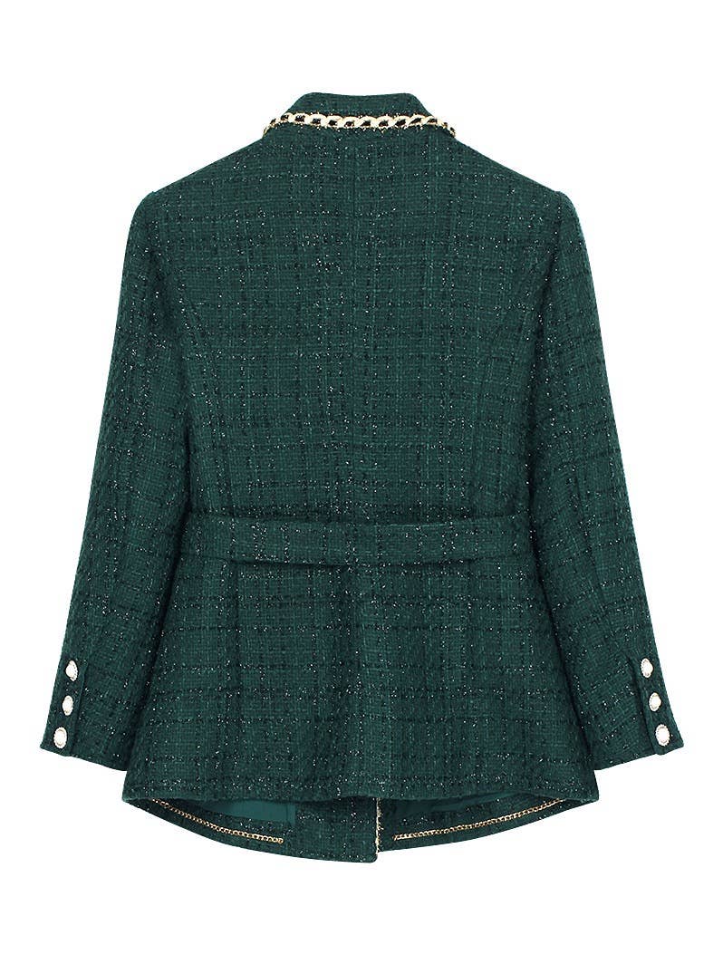Colore come immagini Giacca in tweed con cintura e catena BL16Y per autunno e inverno in vendita all'ingrosso su Faire1