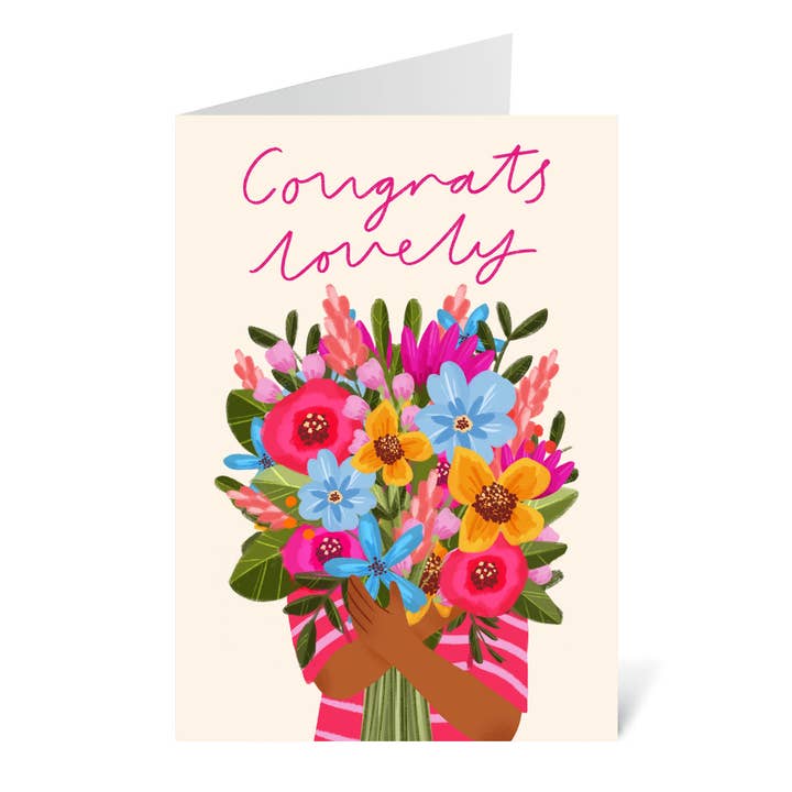 'Congrats Lovely' Floral Congratulations Greetings Card for wholesale by Flourish Paperworks