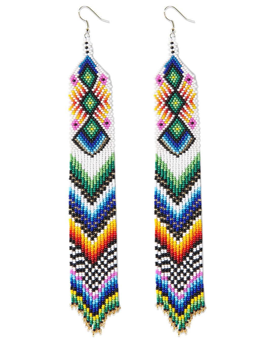 Mother Sierra - Wholesale Tassel Earrings - 
Kaleidoscope - Long Native Beaded Earrings0