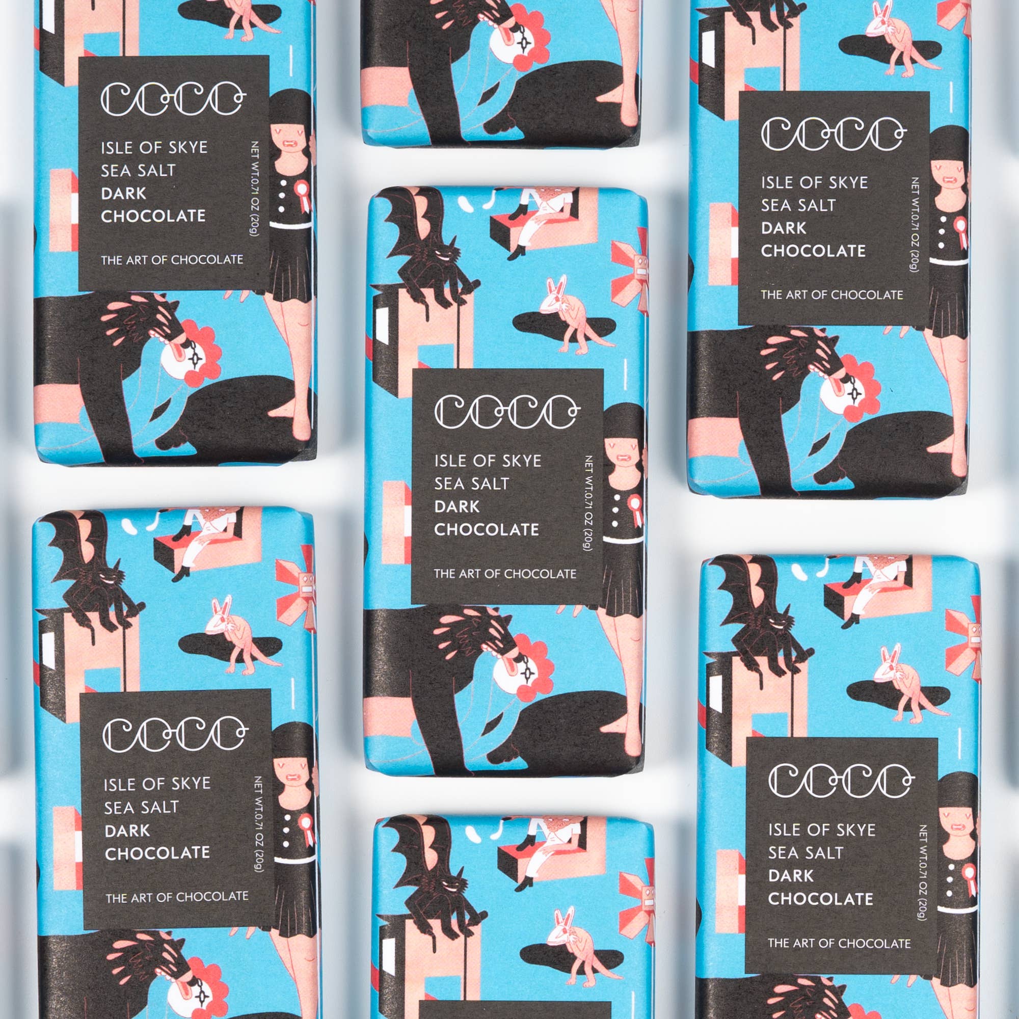COCO Chocolatier [No duties when shipping to US!] – wholesale Chokladkaka – Isle of Skye havssalt mörk minichoklad (förpackning med 24 st)2
