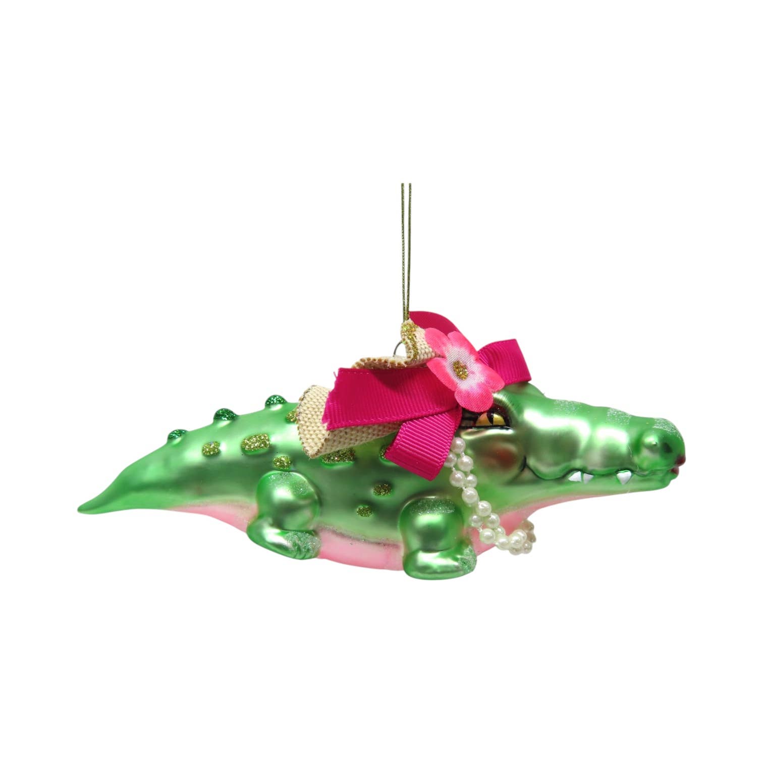 December Diamonds - Wholesale Ornament - Gator w/Pink Bow Orn0