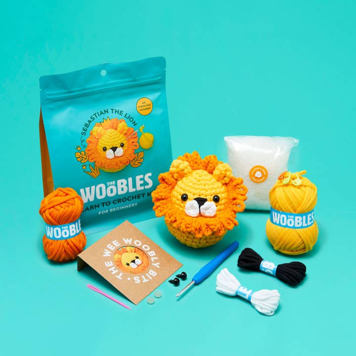 The Woobles - Wholesale Knitting/Crochet Supplies - Sebastian the Lion Beginner Crochet Kit
