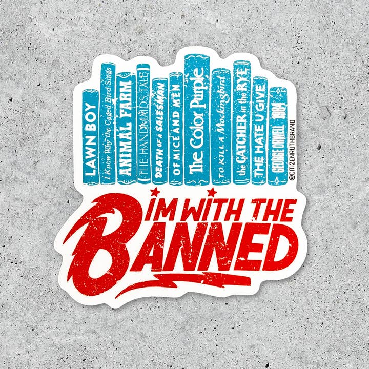 I'm With The Banned Books Bowie Style vinyl sticker for wholesale by Citizen Ruth
