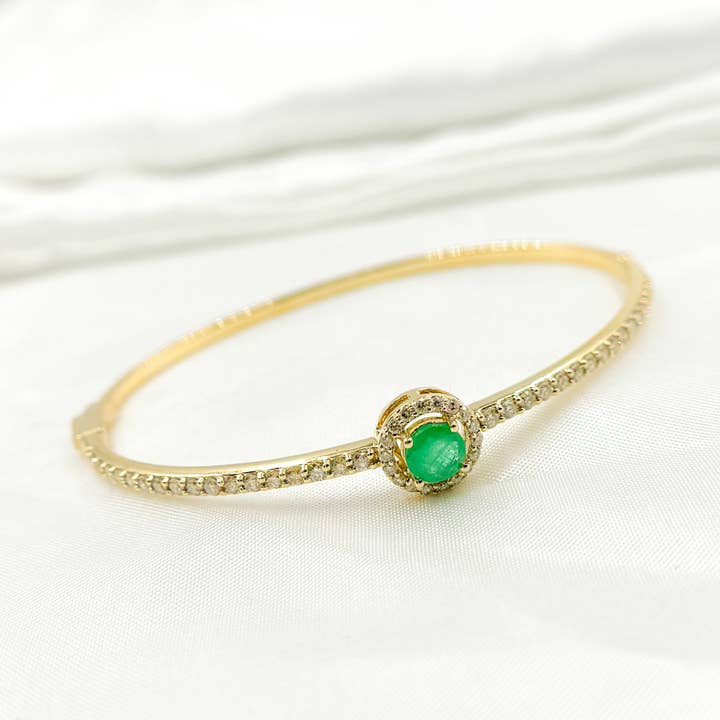 CB96497EM. 14K Solid Gold Diamond and Gemstone Bangle for wholesale by Tresor Jewelry Inc.