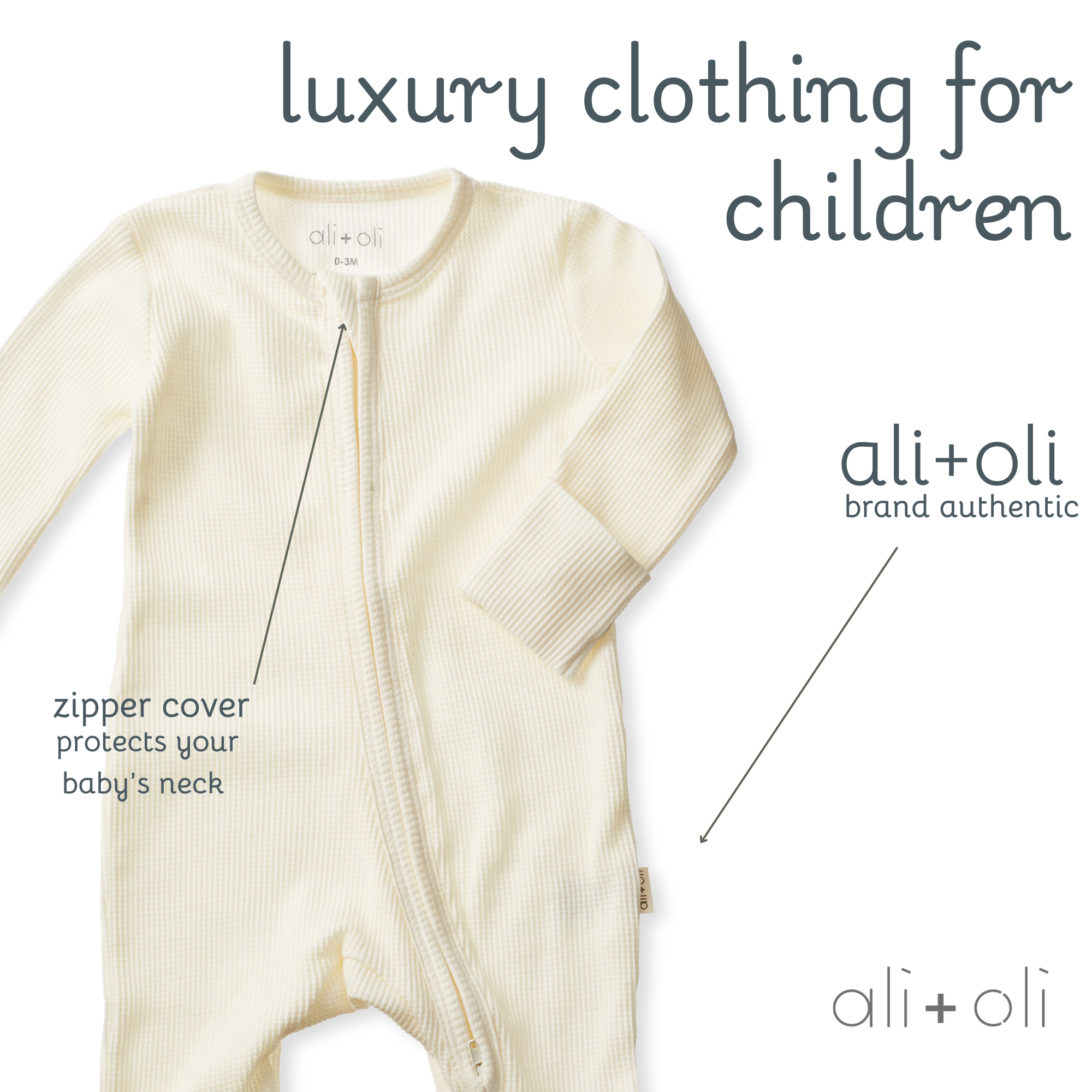 Ali+Oli - Wholesale Clothing Set - Baby - Baby Footie 2-Way Zipper – Organic Cotton Waffle Knit3